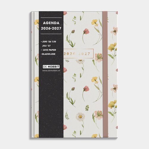 Luxe Schoolagenda 2026-2027 ±A5 Aquarel Wilde Bloemetjes