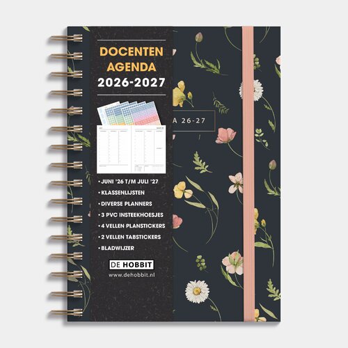 Docentenagenda 2026-2027 A5 Aquarel Wilde Bloemetjes