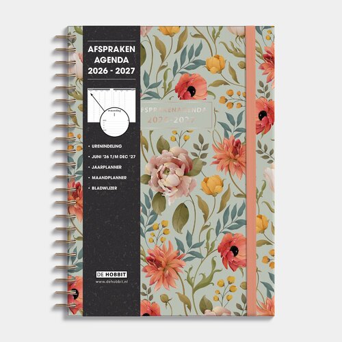 Afsprakenagenda 2026-2027 A4 Vintage Bloemen