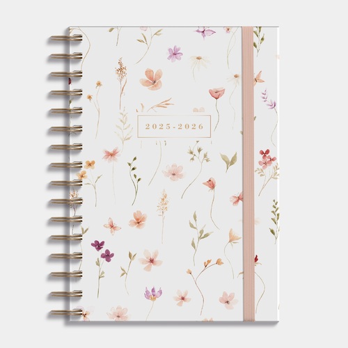 Agenda A5 Spiraal D3 25/26 Aquarel bloemetjes