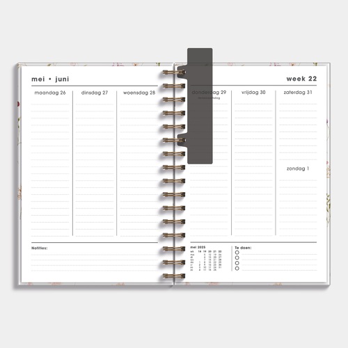 Agenda A5 Spiraal D3 25/26 Aquarel bloemetjes