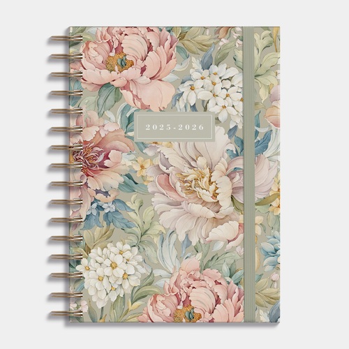 Agenda A5 Spiraal D4 25/26 Vintage bloemen