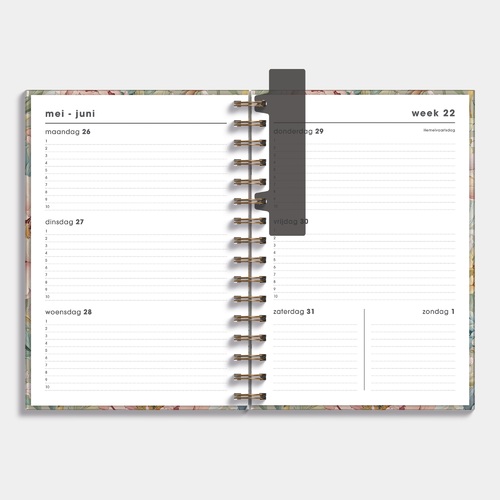 Agenda A5 Spiraal D4 25/26 Vintage bloemen