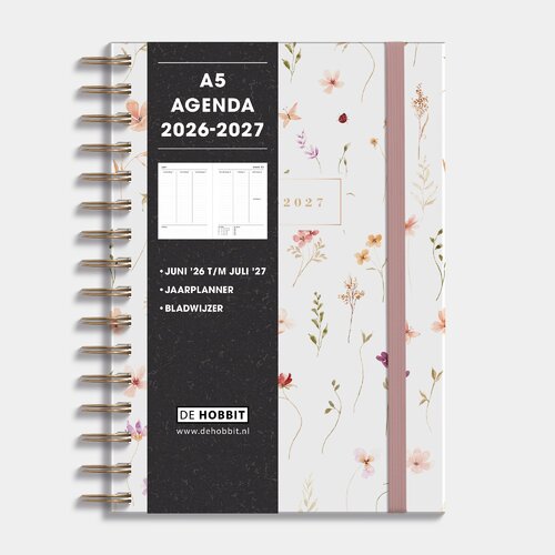 Ringband Agenda 2026-2027 A5 Aquarel Bloemetjes