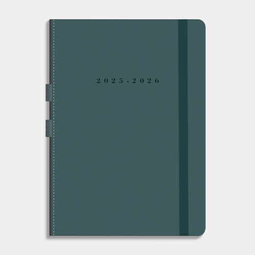 Agenda Luxe D3 25/26 Suedelook Petrolblauw met pennenlus