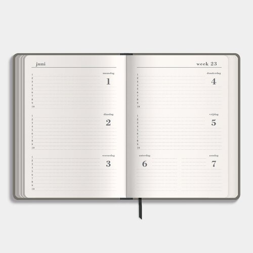 Luxe Schoolagenda 2026-2027 A5 Suedelook Antraciet