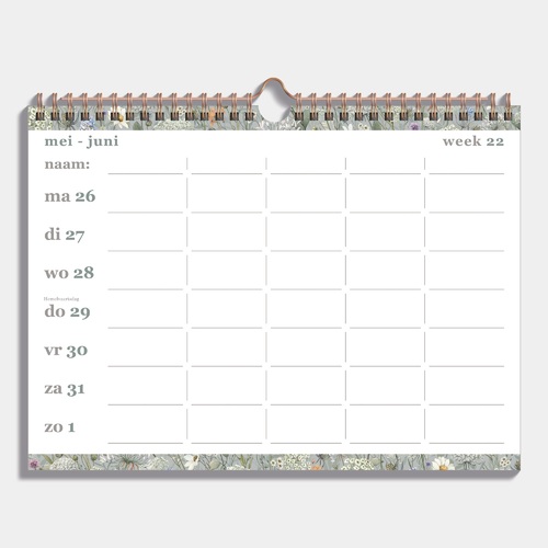 Fam. Planner Spiraal D1 25/26 Weidebloemen