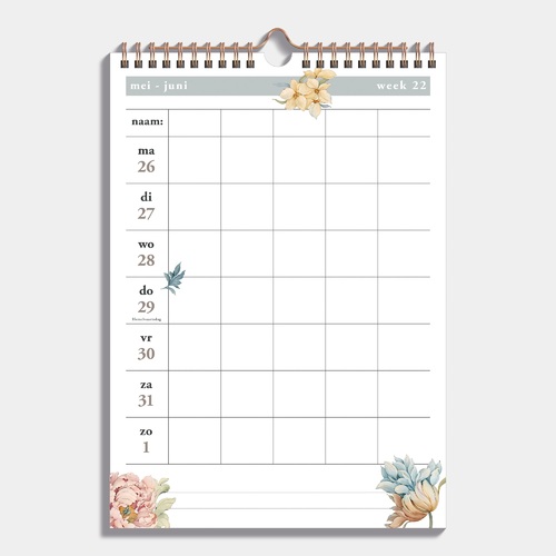 Fam. Planner Spiraal D2 25/26 Vintage bloem