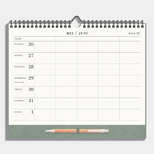 Fam. Planner Spiraal D3 25/26 Groen luxe