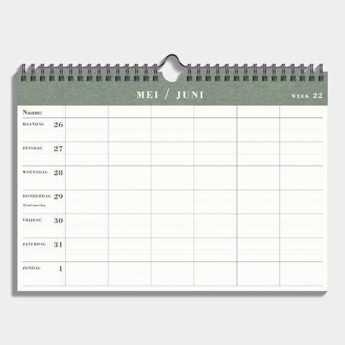 Fam. Planner Spiraal D6 25/26 Groen