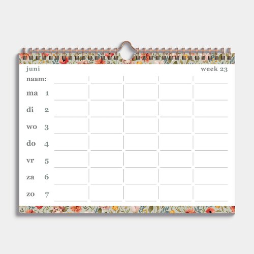 Familieplanner 2026-2027 A4+ Vintage Bloemen