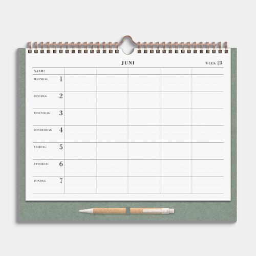 Familieplanner 2026-2027 A4+ Groen Luxe
