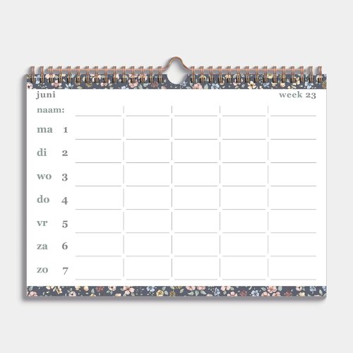 Familieplanner 2026-2027 A4+ Pastel Bloemetjes