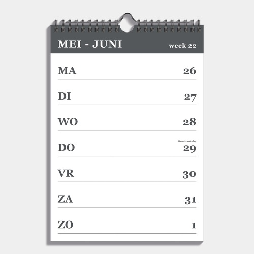 Spiraalkalender A4 25/26 Donkergrijs