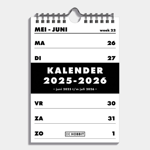 Spiraalkalender A5 D1 25/26 Basic Zwart/Wit