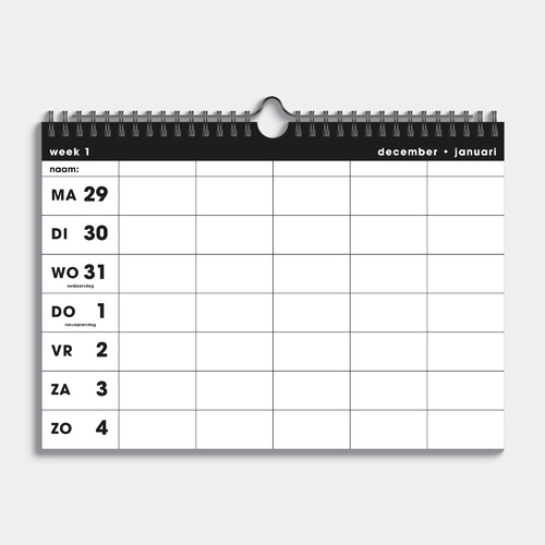 Familieplanner Spiraal 2026 A4 Basic