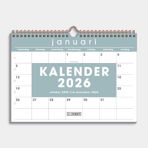 Maandkalender 2026 A4 Grijsgroen