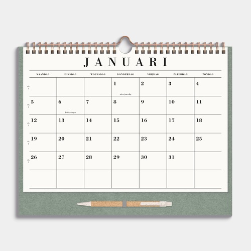 Maandkalender 2026 A4+ Groen