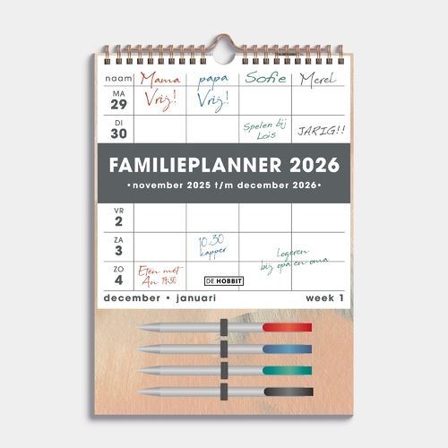 Familieplanner Markers 2026 A4 Abstracte Verfstreken