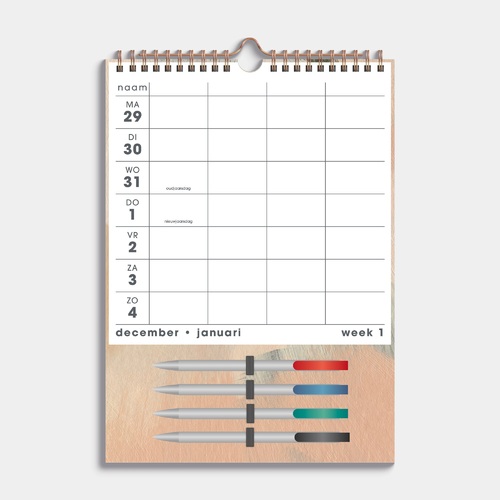 Familieplanner Markers 2026 A4 Abstracte Verfstreken