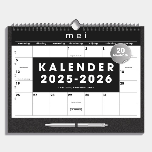 Maandkalender D4 25/26 Lederlook Zwart