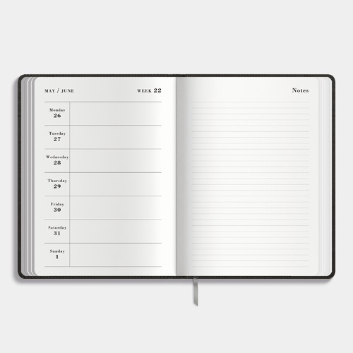 Notitieagenda Flex 25/26 Washed kraft zwart (Engels)