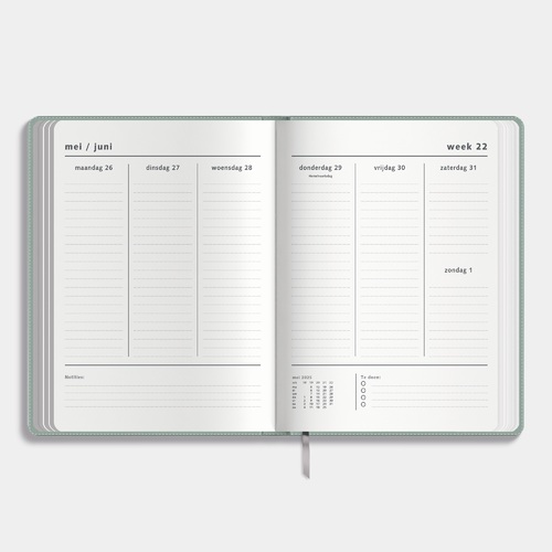 Flex Planner Medium D2 25/26 Lederlook Grijsgroen