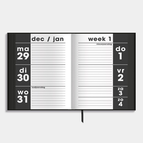 Grootletter Agende 2026 A6 Zwart