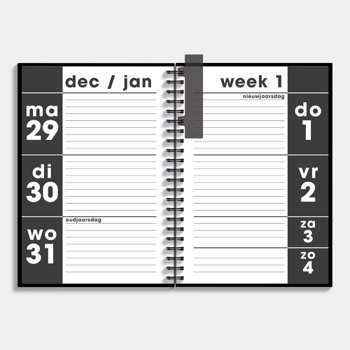 Grootletter Ringband Agende 2026 A4 Zwart