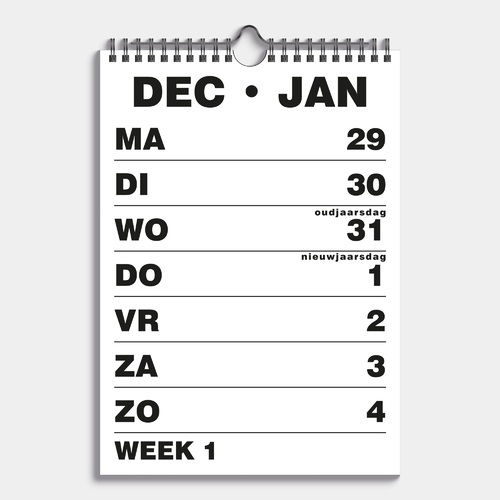 Grootletter Weekkalender 2026 A4