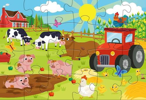 Rebo legpuzzel 2x24 stukjes - Farm animals