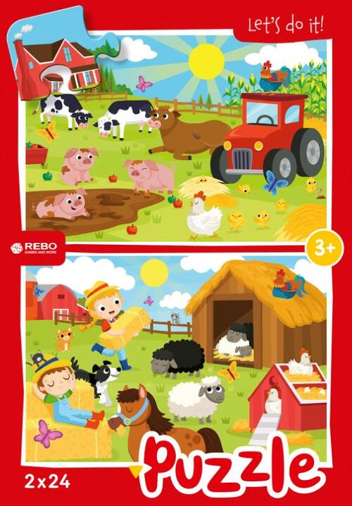 Rebo legpuzzel 2x24 stukjes - Farm animals