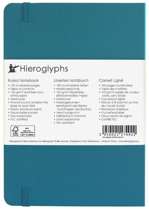 Hieroglyphs Notitieboek - A5 Gelinieerd - Petrol Blue