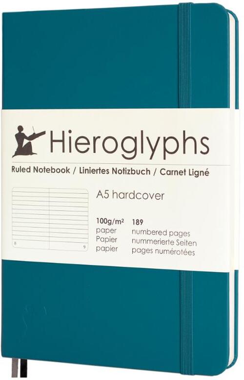 Hieroglyphs Notitieboek - A5 Gelinieerd - Petrol Blue