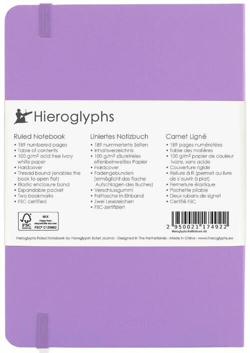 Hieroglyphs Notitieboek - A5 Gelinieerd - Lila