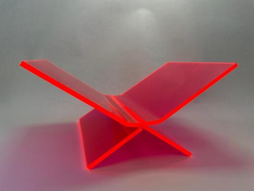 Boekenstandaard perspex middel design Fuchsia Roze transparant