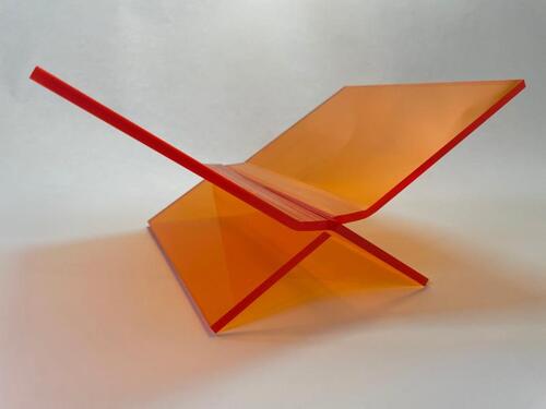 Boekenstandaard perspex middel design Fluor Oranje transparant