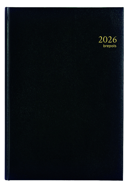 Agenda 2026 Brepols Omega Lima 7Dagen/2Pagina's Zwart