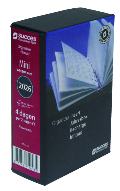 Agendavulling 2026 Succes Mini 4Dagen/2Pagina's