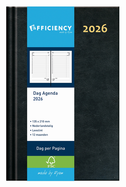 Agenda 2025 Ryam Efficiency Baladek 1Dag/1Pagina Zwart