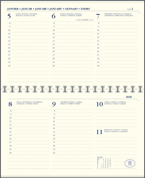 Agendavulling 2025 Ryam Memoplan 7 Compact 7 Dagen/2Pagina's Landscape Creme