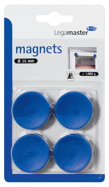 Magneet Legamaster 35MM 1000GR Blauw 4Stuks