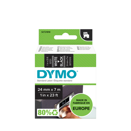 Labeltape Dymo D1 53721 721010 24MMX7M Polyester Wit Op Zwart