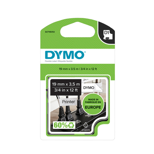 Labeltape Dymo Labelmanager D1 Nylon 19MM Zwart Op Wit