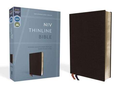 Zondervan: NIV, Thinline Bible, Bonded Leather, Black, Red L