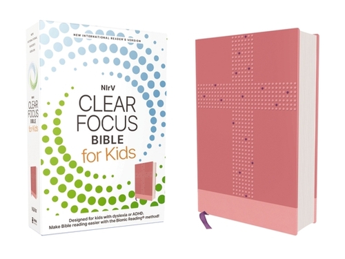 NIrV, Clear Focus Bible for Kids (Help Kids with ADHD or Dyslexia Read with Confidence), Leathersoft, Pink