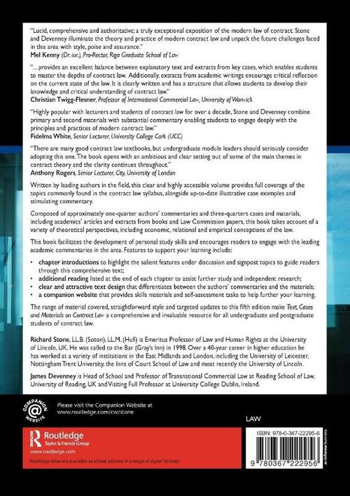 Text, Cases and Materials on Contract Law