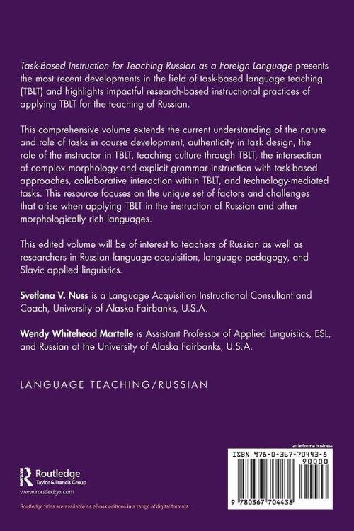 Task-Based Instruction for Teaching Russian as a Foreign Language