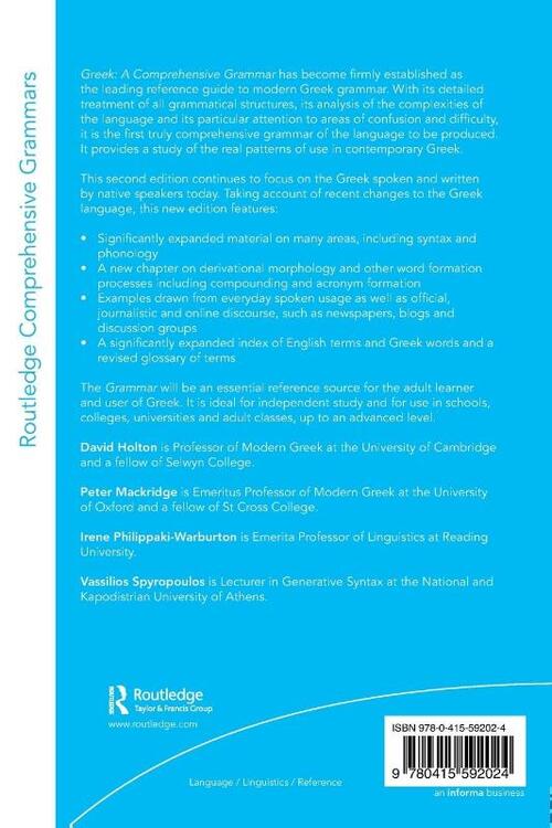 Greek: A Comprehensive Grammar of the Modern Language