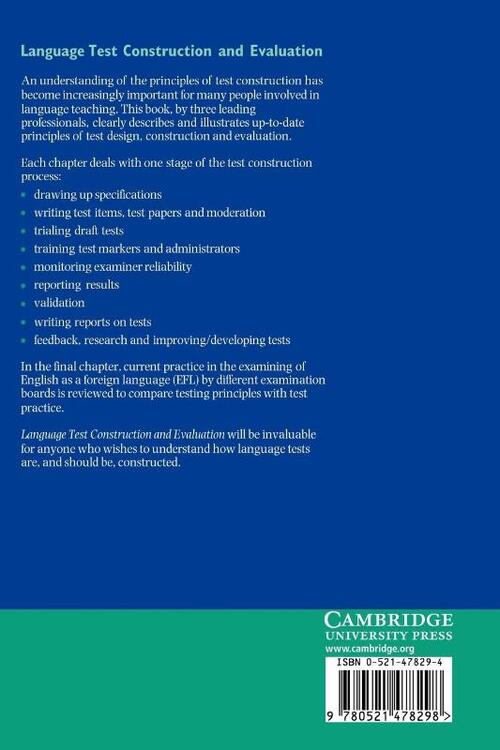 Language Test Construction and Evaluation